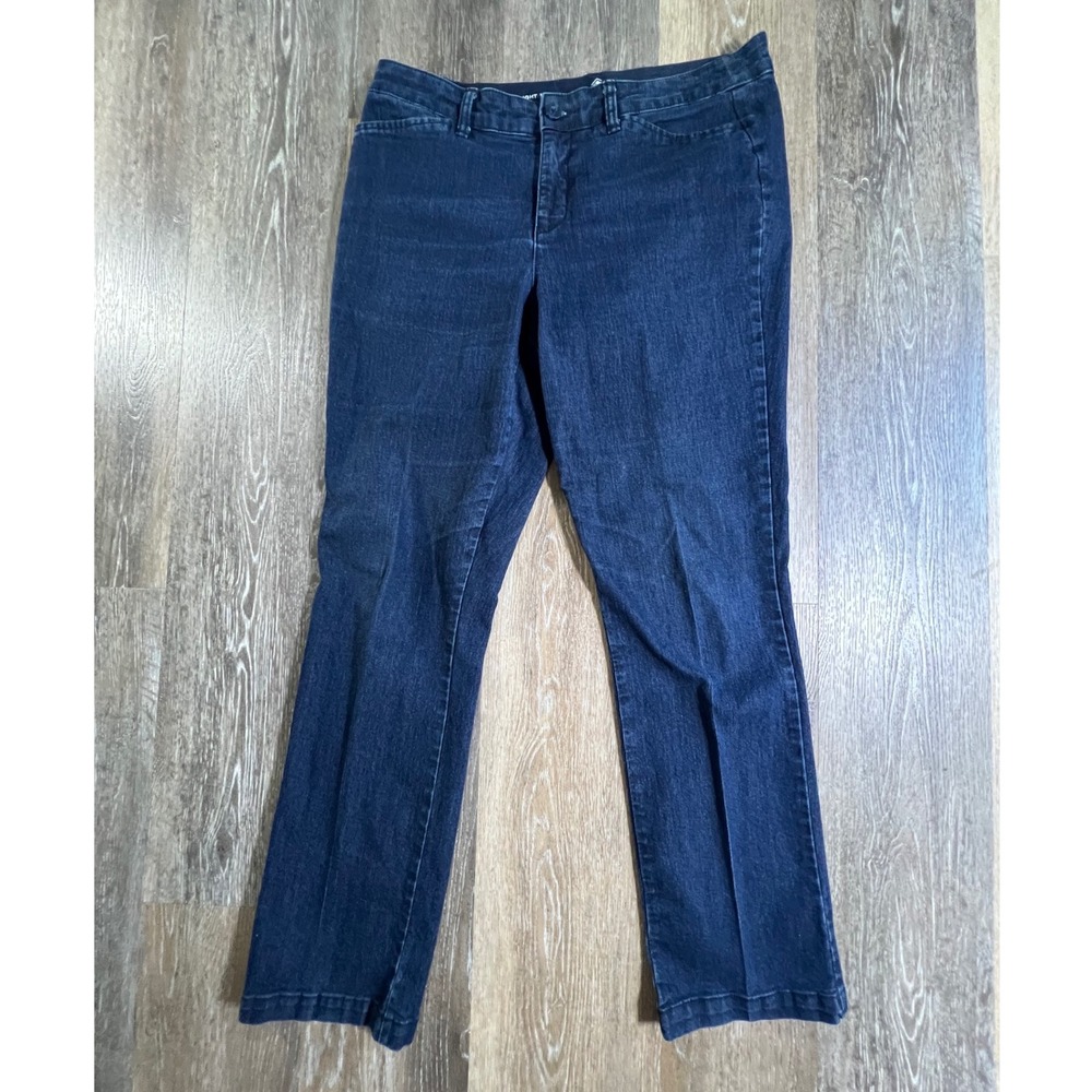 St. John's Bay Straight Leg Jeans Women 14 Blue Dark Wash Denim Stretch 4700